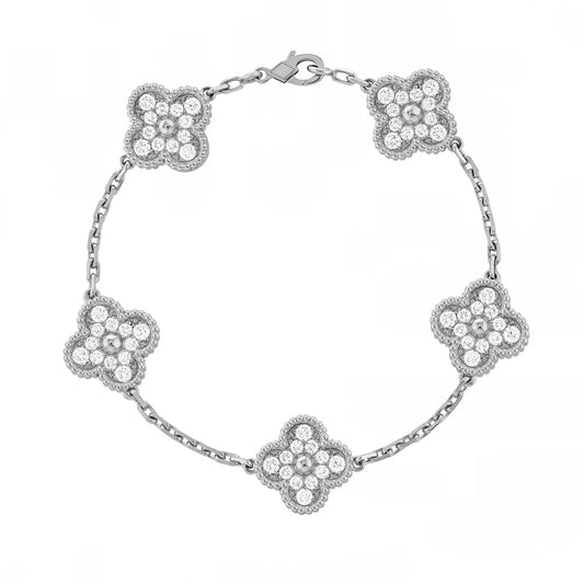 Silver Crystal Bloom Bracelet