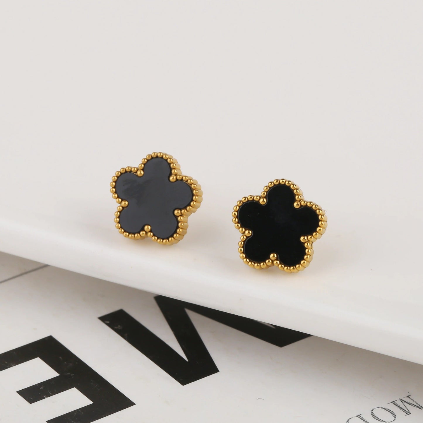 Golden Noir Bloom Earrings